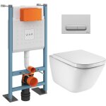 Vitra - pack wc bti autoportant v - fix core + wc sans bride roca gap + abattant slim, softclose + plaque ...
