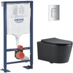 Grohe - pack wc bti solido + wc sans bride sat noir mat + plaque chrome