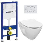 Geberit - pack wc bti - support 112 cm + cuvette sans bride cersanit + abattant softclose + plaque blanche ...