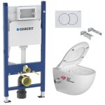 Pack wc bati - support geberit duofix + wc sans bride sat infinitio avec fonction bidet thermostatique ...