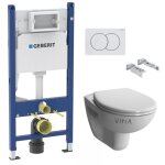 Pack wc bati - support geberit duofix + wc suspendu vitra normus + abattant softclose + plaque blanche ...