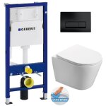 Geberit - pack wc bati - support + wc swiss aqua technologies infinitio sans bride + plaque delta 50 ...