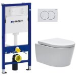 Geberit - pack wc bati - support + wc swiss aqua technologies sans bride + plaque blanche (satrimlessgeb1 ...