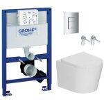 Grohe - pack wc bâti - support rapid sl + wc suspendu sans bride + abattant softclose + plaque chrome ... Grohe - pack wc bâti - support rapid sl + wc suspendu sans bride + abattant softclose + plaque chrome ...