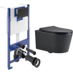 Villeroy&boch - pack wc bti - support sol mur + wc sat sans bride + abattant softclose + plaque noire ...