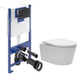 Villeroy&boch - pack wc bti - support sol mur + wc sat sans bride + abattant softclose + plaque noire ...