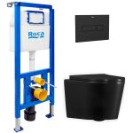 Pack wc b�ti - support + wc suspendu sans bride ceramia avec abattant softclose + plaque (roce14bmt02 ...