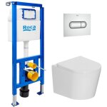 Pack wc b�ti - support + wc suspendu sans bride ceramia avec abattant softclose + plaque (roce14wt02 ...