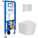 Pack wc b�ti - support + wc suspendu sans bride ceramia avec abattant softclose + plaque (roce14wt05 ...