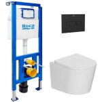 Pack wc b�ti - support + wc suspendu sans bride ceramia avec abattant softclose + plaque (roce14wt06 ...