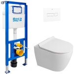 Pack wc b�ti - support + wc suspendu sans bride ceramia pixl avec abattant softclose + plaque (rocepxwt04 ...