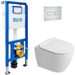 Pack wc b�ti - support + wc suspendu sans bride ceramia pixl avec abattant softclose + plaque (rocepxwt05 ...