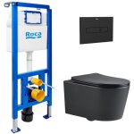 Pack wc b�ti - support + wc suspendu sans bride swiss aqua technologies avec abattant softclose + plaque ...