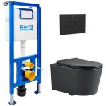 Pack wc b�ti - support + wc suspendu sans bride swiss aqua technologies avec abattant softclose + plaque ...