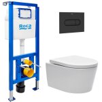 Pack wc b�ti - support + wc suspendu sans bride swiss aqua technologies avec abattant softclose + plaque ...