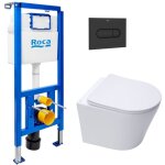 Pack wc b�ti - support + wc suspendu sans bride swiss aqua technologies avec abattant softclose + plaque ...