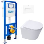 Pack wc b�ti - support + wc suspendu sans bride swiss aqua technologies avec abattant softclose + plaque ...