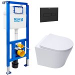 Pack wc b�ti - support + wc suspendu sans bride swiss aqua technologies avec abattant softclose + plaque ...