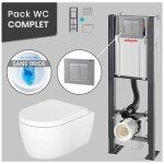 Pack wc b�ti universel wirquin pro + cuvette clario sans bride + plaque chrome mat