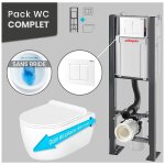 Pack wc bti universel wirquin pro + cuvette compact sans bride 49 cm + plaque blanche
