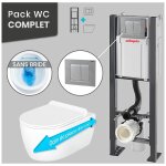 Pack wc bti universel wirquin pro + cuvette compact sans bride 49 cm + plaque chrome mat