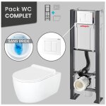 Pack wc bâti universel wirquin pro + cuvette saneo sans bride + plaque blanche Pack wc bâti universel wirquin pro + cuvette saneo sans bride + plaque blanche