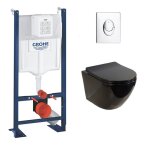 Pack wc grohe rapid sl project + cuv. kelos flush noir brillant + plaque chom�