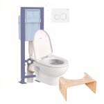 Pack wc suspendu compact sans bride duravit duravit no. 1 abattant + bati support siamp + plaque blanche ...