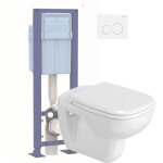 Duravit - pack wc suspendu d - code avec abattant + bati support siamp + plaque de commande blanche