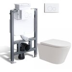 Pack wc suspendu sans bride complet - 82 cm bti - support pour wc  rservoir + wc suspendu + plaque ...
