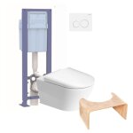 Pack wc suspendu sans bride duravit d - neo avec abattant frein de chute + bati support siamp + plaque ...