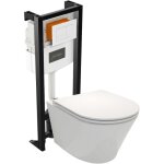 Jacob delafon - pack wc suspendu sans bride rodin + avec abattant + bti support + plaque blanche