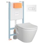 Vitra - pack wc suspendu integra blanc + bti mur porteur v - fix core + plaque round blanche