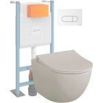 Pack wc suspendu vitra sento lin mat + bti autoportant v - fix core + plaque round blanche