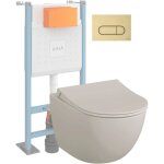 Pack wc suspendu vitra sento lin mat + bti autoportant v - fix core + plaque round or bross
