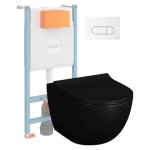 Vitra - pack wc suspendu sento noir + bti autoportant v - fix core + plaque round blanche