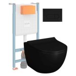 Vitra - pack wc suspendu sento noir + bâti autoportant v - fix core + plaque round noir mat Vitra - pack wc suspendu sento noir + bâti autoportant v - fix core + plaque round noir mat