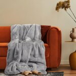 Dcoration salon couverture couvre - lit couverture canap lavable moelleux doux gris, 200x240cm - paco ...