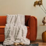D�coration salon couverture couverture douillette couvre - lit chambre � coucher cr�me, 150x200cm - paco ...