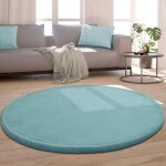 Paco home tapis chambre rond enfant bebe fille garcon moelleux antidrapant moderne bleu, 120 cm rond ...