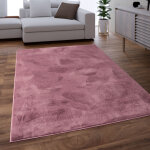 Paco home tapis salon adulte poil long shaggy lavable en machine moelleux pelucheux rosarose mauve 200x280 ...
