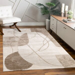 Tapis salon chambre adulte poils ras motif fleuri arc - en - ciel motif geometrique 160x230 cm, beige ...