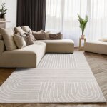 Tapis salon chambre poil court scandinave motif arc - en - ciel boho cr�me 200x280 cm - paco home