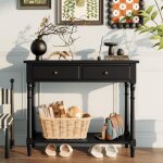 Padma house console meuble en bois massif avec 2 tiroirs table console avec �tag�re de console d'entr�e ...