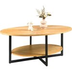 Padma house table basse ovale en bois massif avec pieds en m�tal crois�, 110 cm, table centrale industrielle ...