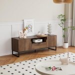 Padma house meuble tv 2 portes, support t�l� avec �tag�res r�glables, longueur 140 cm, pour t�l�visions ...