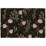 Paillasson en fibres de coco floral noir