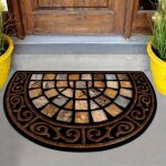 Paillasson semi - circulaire, tapis de sol demi - lune motif marbre, 75x50cm