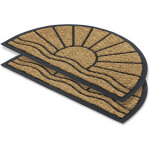 Paillasson soleil demi - rond lot de 2 45x75 cm, coco et caoutchouc
