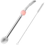 Paille r�utilisable ? filtre amovible en acier inoxydable avec une belle perle ? paille en m�tal pour ...